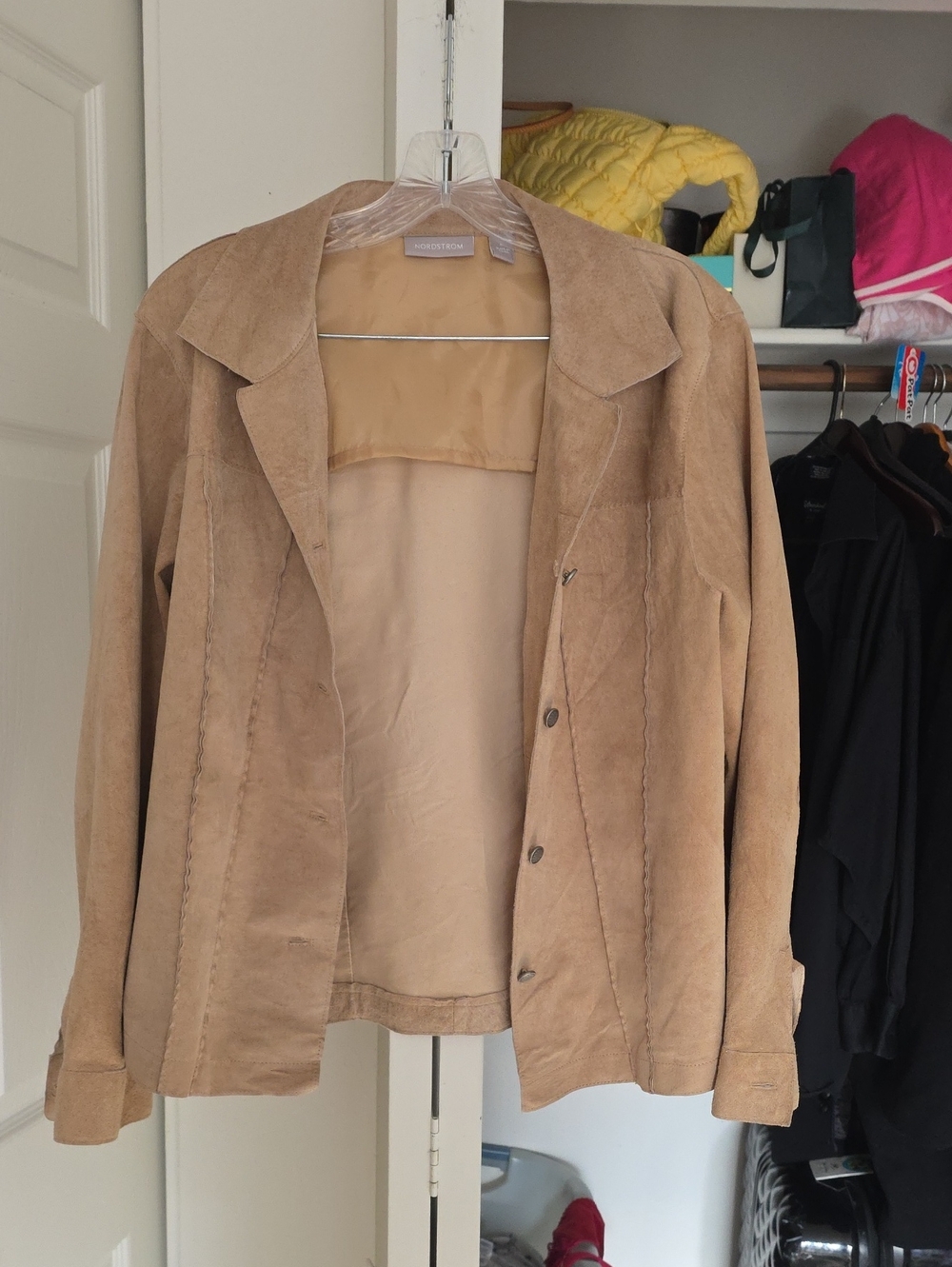 Nordstrom Tan Suede Button-Front Jacket - Women